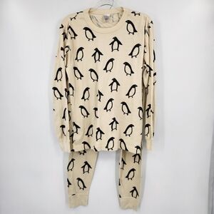 Hanna Andersson Holiday Hannasoft Pajama Set Adult Size Large Penguin